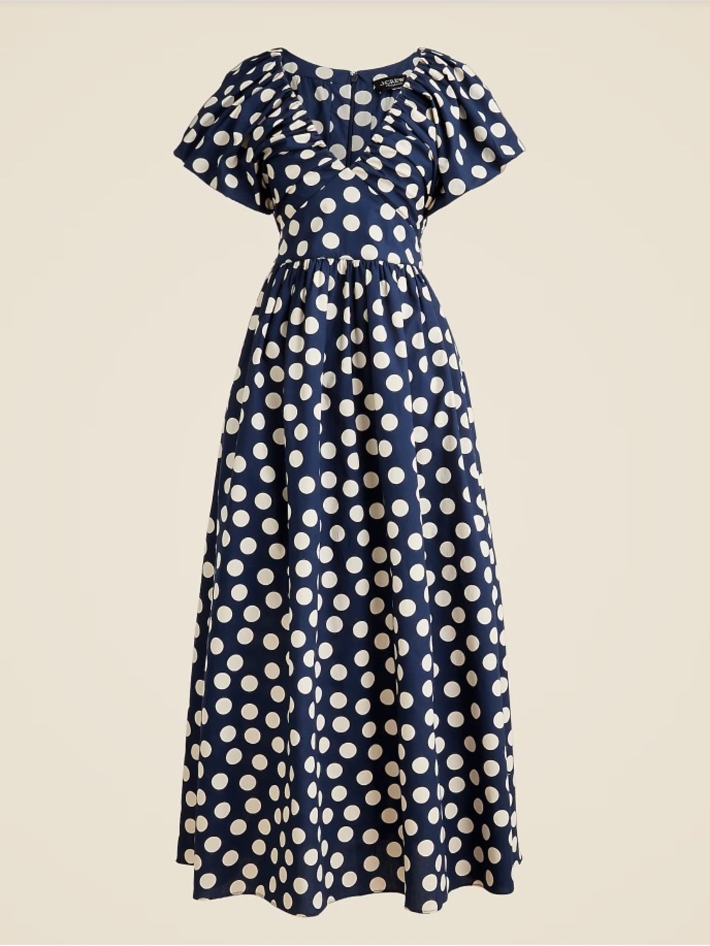 J. Crew Collection Cecily Dress in Polka Dot Print Navy and White
